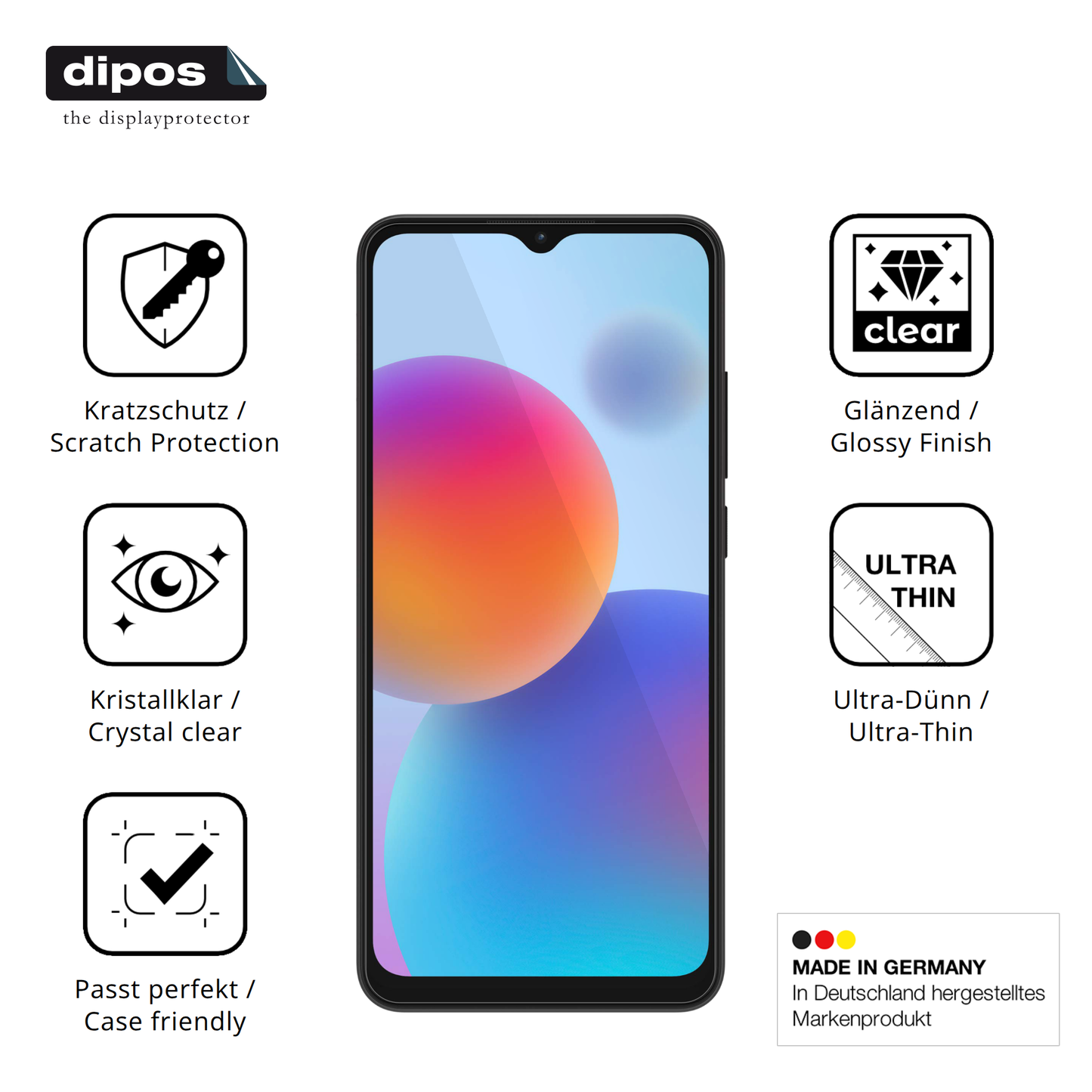 Displayschutz hergestellt in Deutschland, höchste Qualität made in Germany