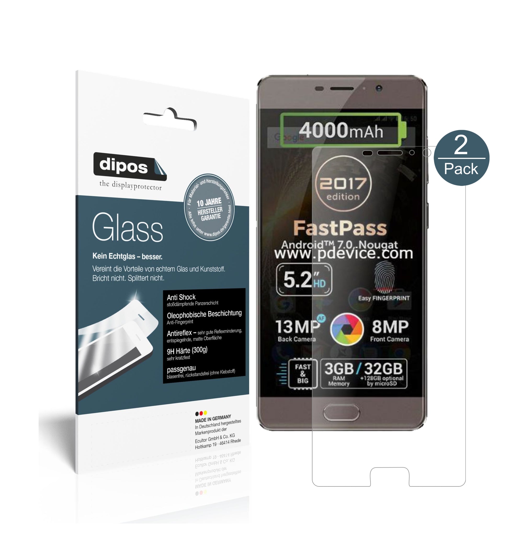 Mattes Panzerglas: Schutz vor Brüchen, Fingerabdrücken und Bildschirmblendung für Allview-P9 Energy Lite 2017