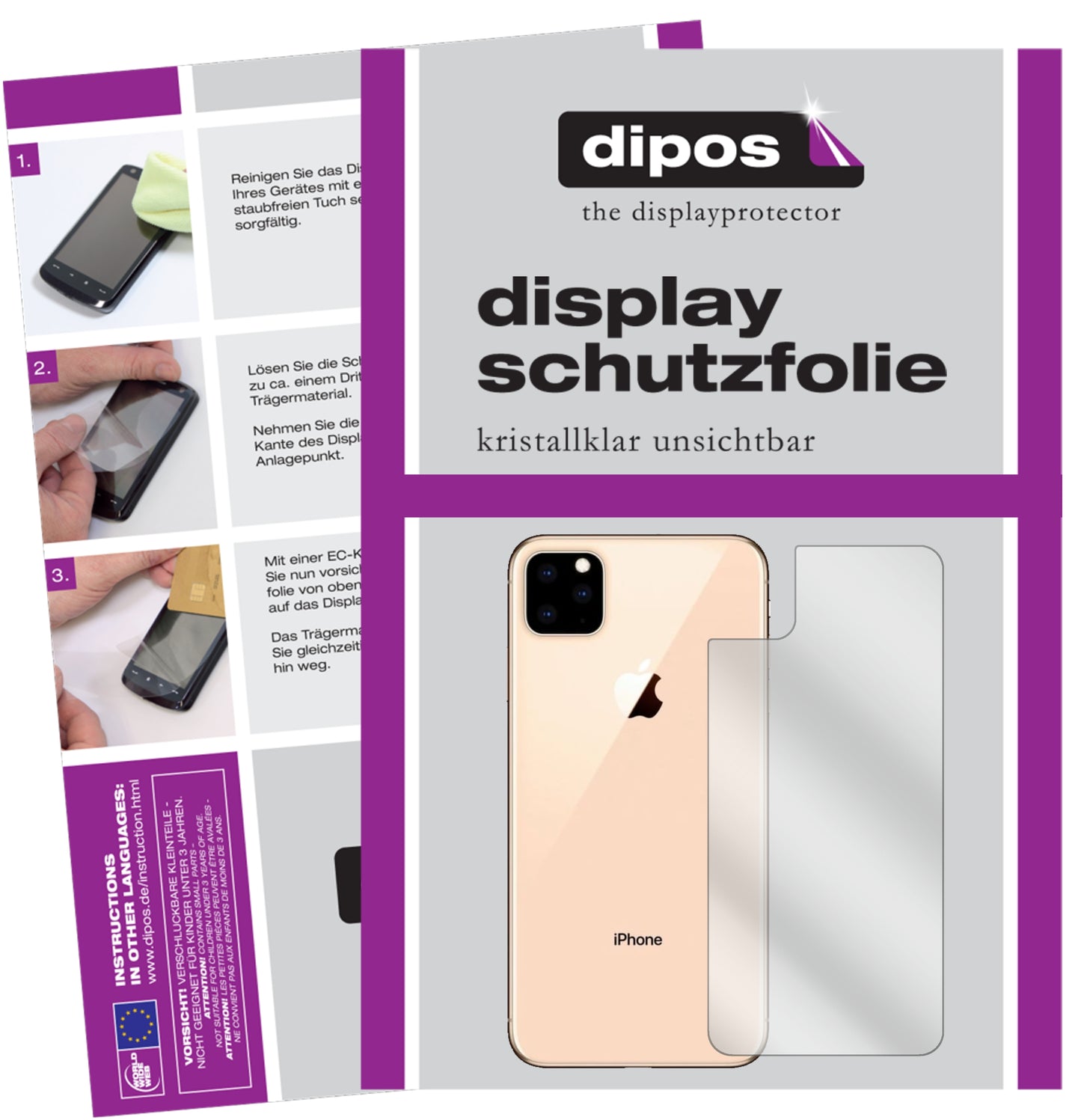 Mattes Panzerglas: Schutz vor Brüchen, Fingerabdrücken und Bildschirmblendung für Apple-iPhone 11 Pro Max Rückseite