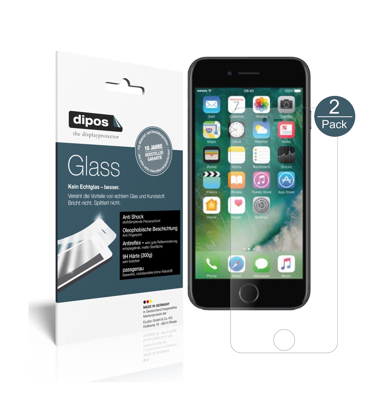 Mattes Panzerglas: Schutz vor Brüchen, Fingerabdrücken und Bildschirmblendung für Apple-iPhone 7S