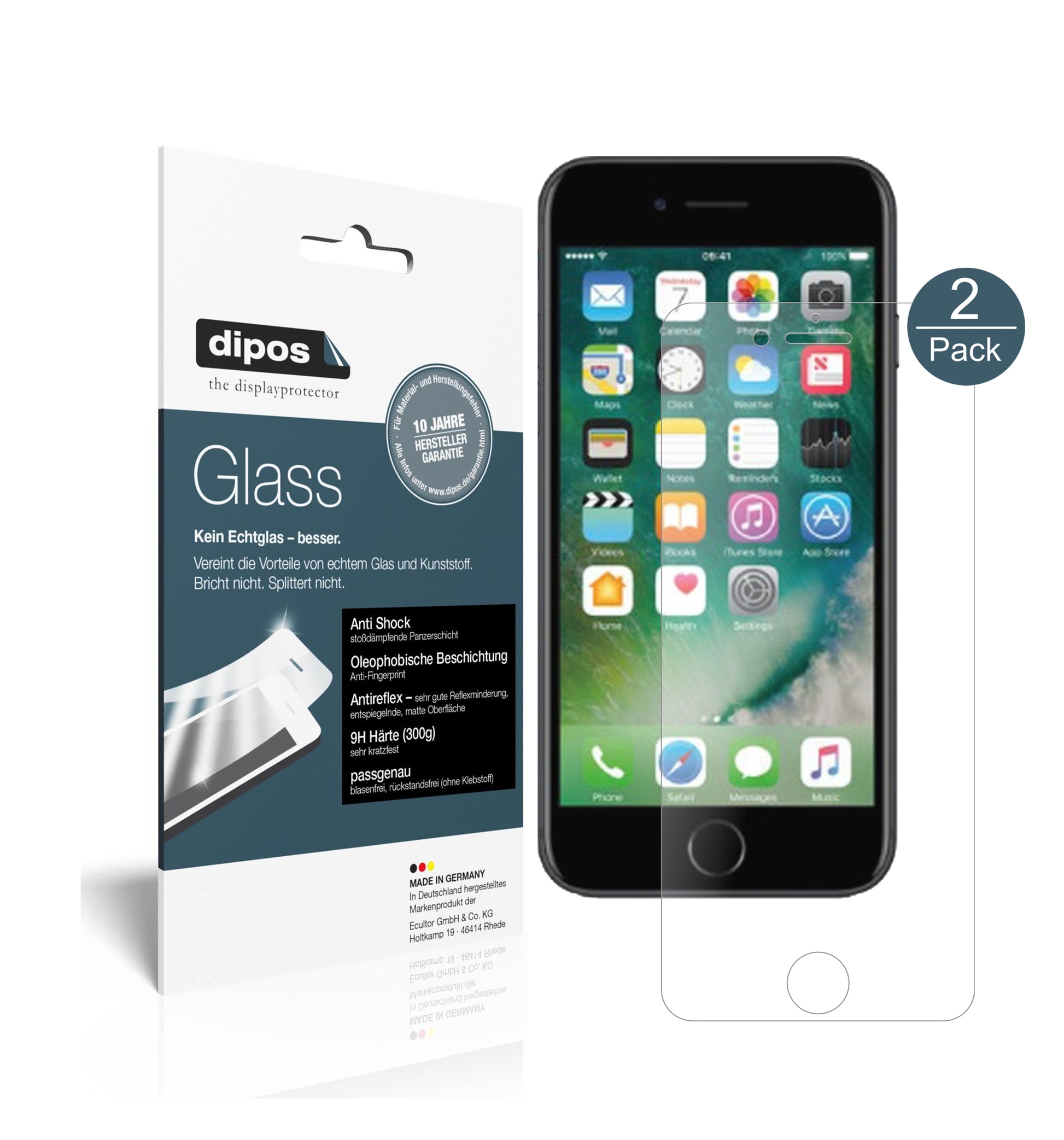 Mattes Panzerglas: Schutz vor Brüchen, Fingerabdrücken und Bildschirmblendung für Apple-iPhone 7S Plus