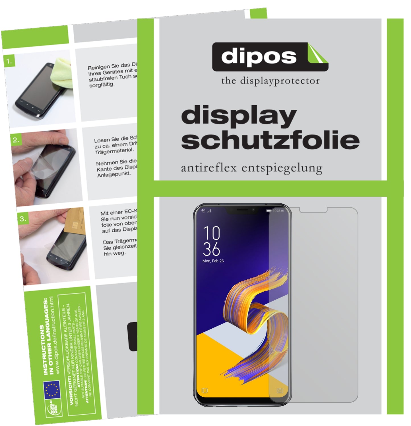 Mattes Panzerglas: Entspiegelte, dünne Folie, Fingerabdruckresistenz und Bildschirmschutz für Asus-Zenfone 5Z ZS620KL