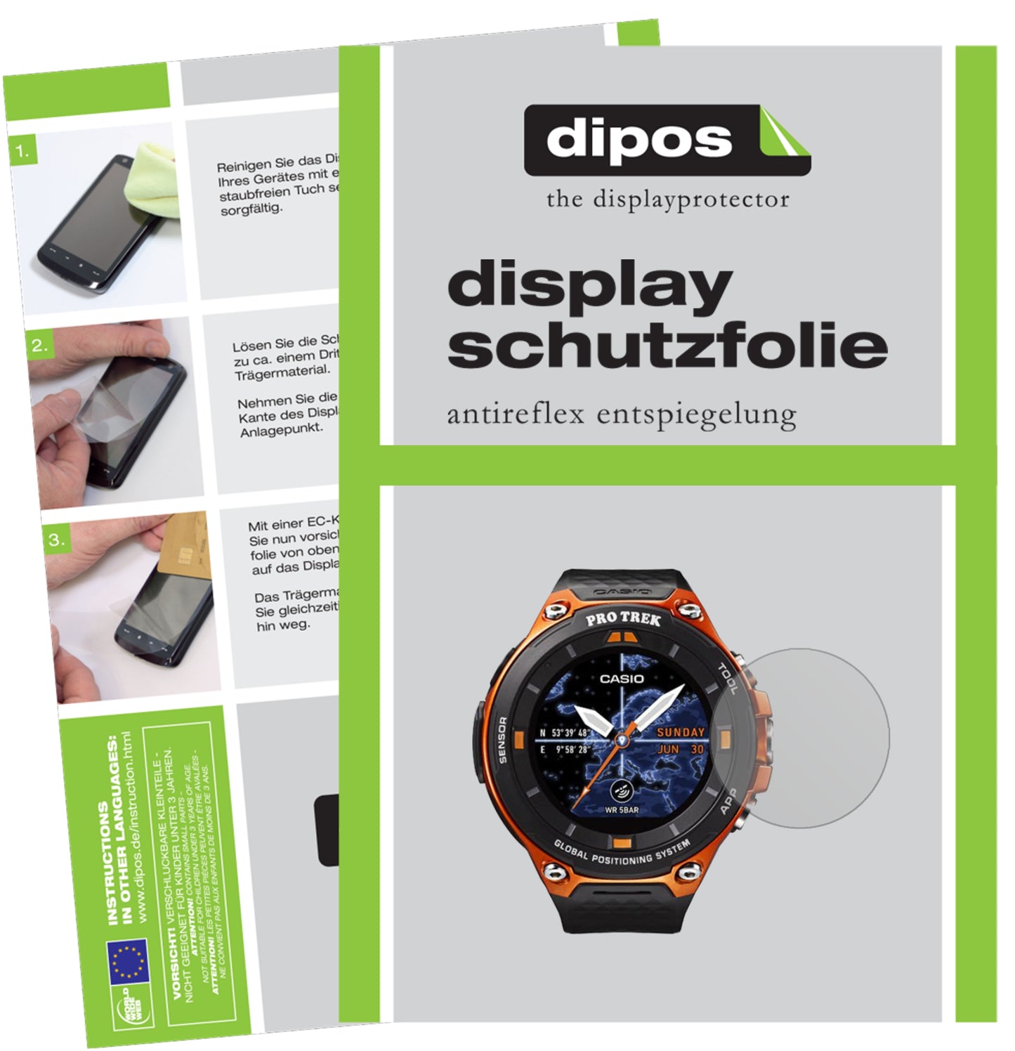 Mattes Panzerglas: Schutz vor Brüchen, Fingerabdrücken und Bildschirmblendung für Casio-WSD-F20