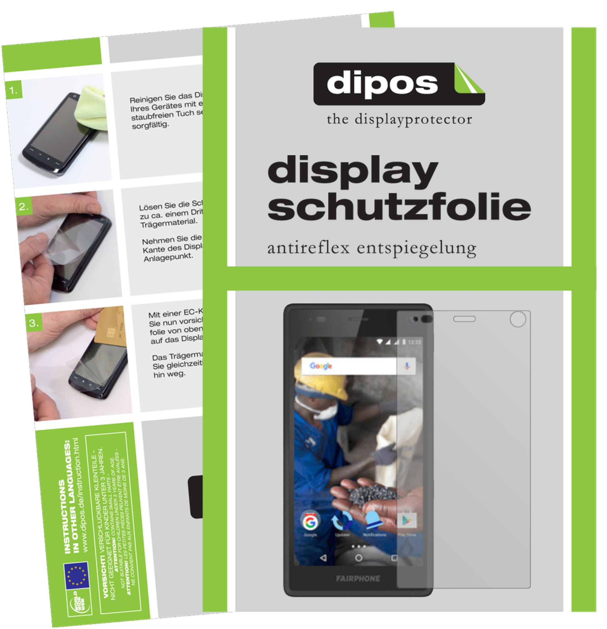 Mattes Panzerglas: Entspiegelte, dünne Folie, Fingerabdruckresistenz und Bildschirmschutz für Fairphone-2