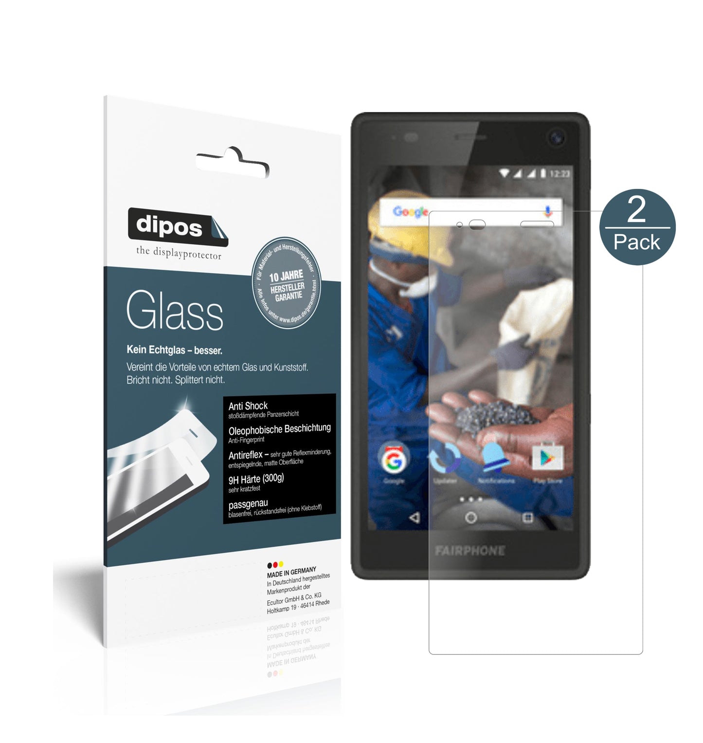 Mattes Panzerglas: Schutz vor Brüchen, Fingerabdrücken und Bildschirmblendung für Fairphone-2