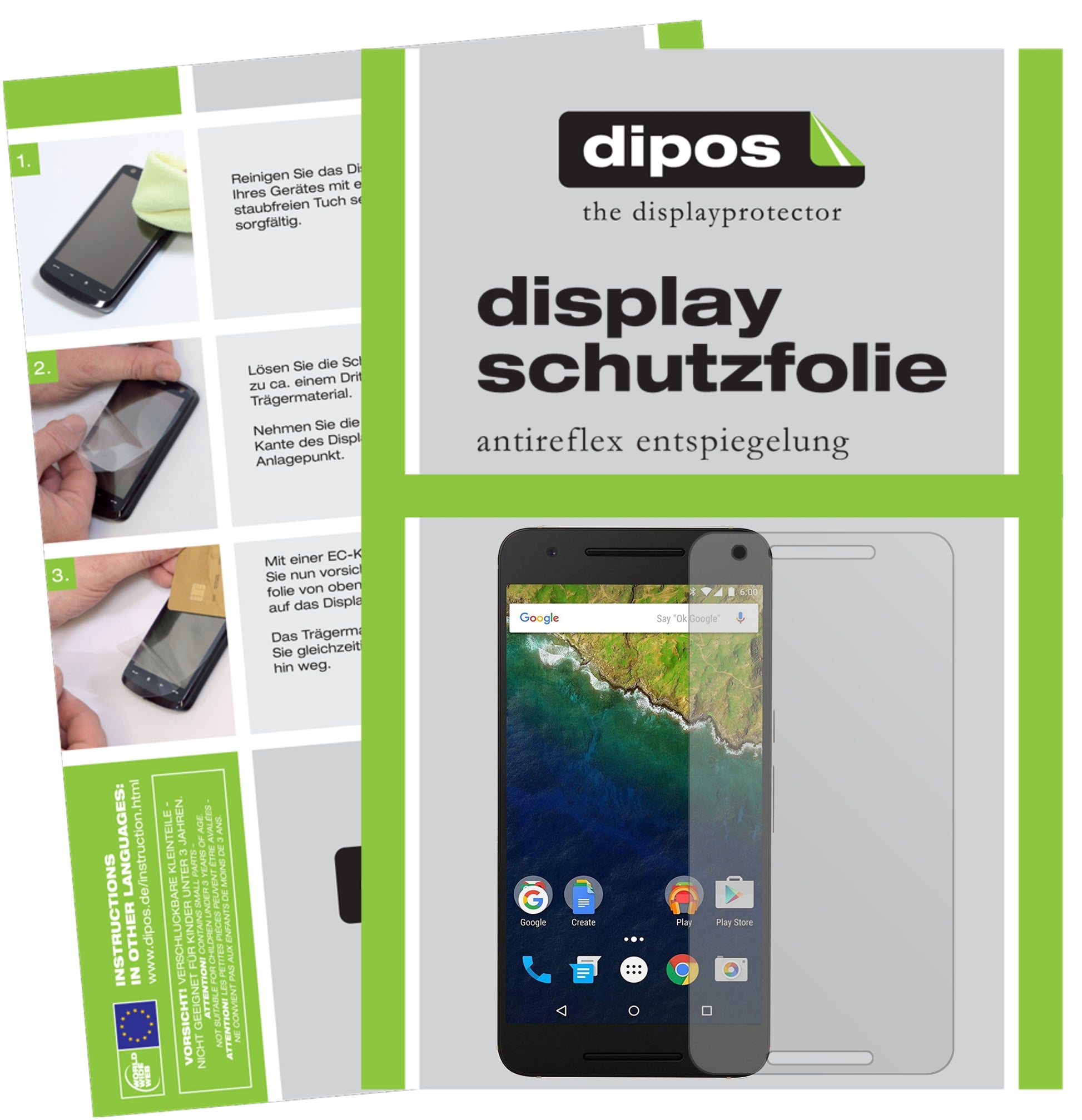 Mattes Panzerglas: Entspiegelte, dünne Folie, Fingerabdruckresistenz und Bildschirmschutz für Google-Nexus 6P