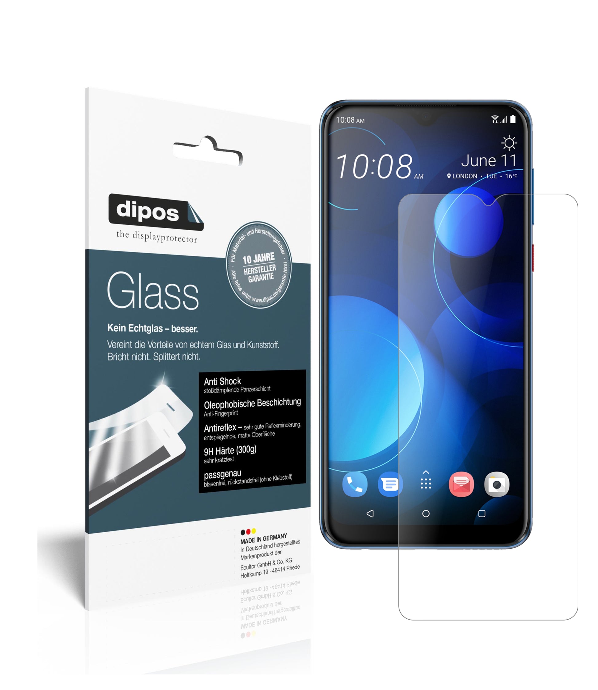 Mattes Panzerglas: Schutz vor Brüchen, Fingerabdrücken und Bildschirmblendung für HTC-Desire 19 Plus