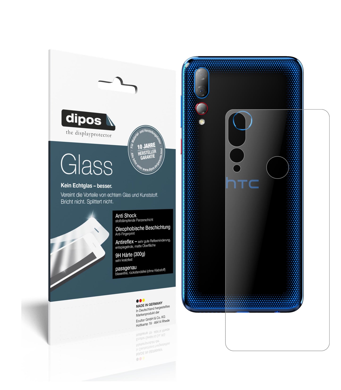 Mattes Panzerglas: Schutz vor Brüchen, Fingerabdrücken und Bildschirmblendung für HTC-Desire 19 Plus Rückseite