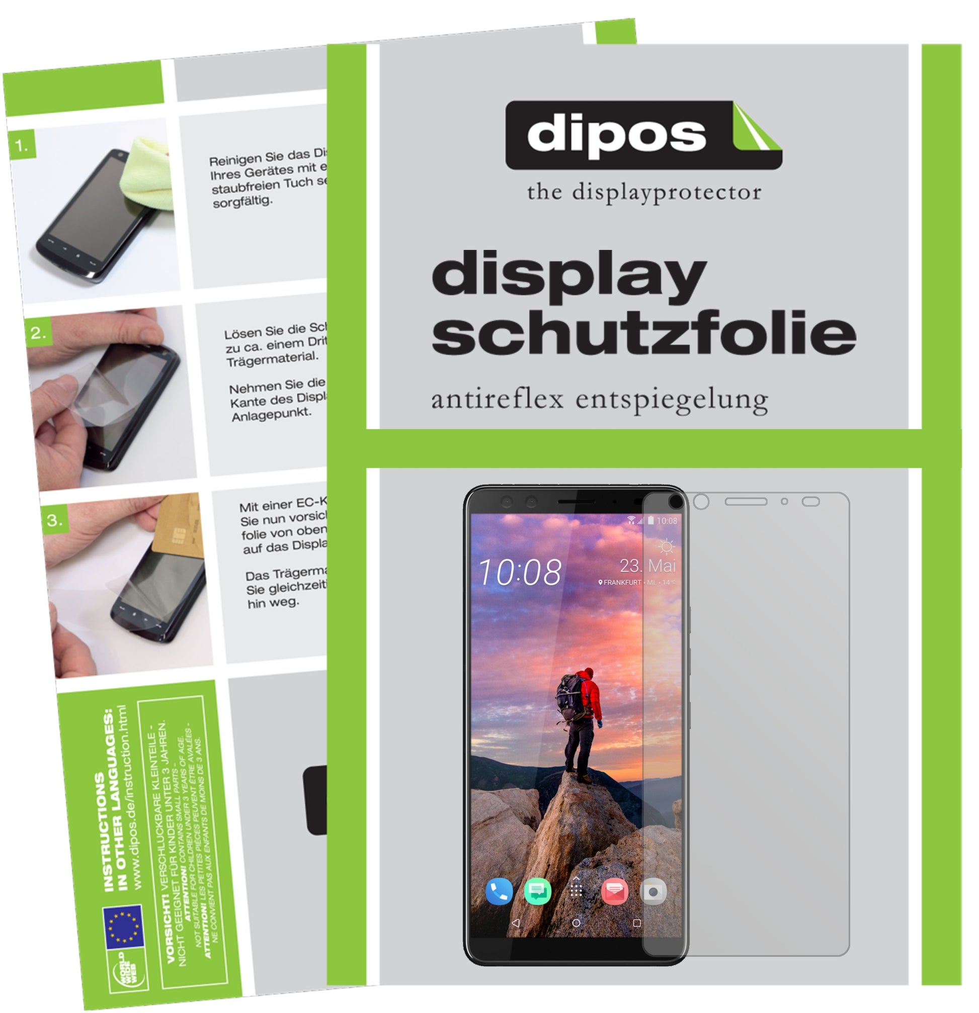 Mattes Panzerglas: Entspiegelte, dünne Folie, Fingerabdruckresistenz und Bildschirmschutz für HTC-U12 Plus